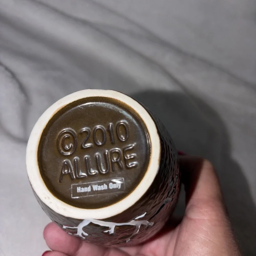 Allure Home Creation 2010 Winter Tree Ceramic Bathroom Tumbler Cup Brown‎ EUC